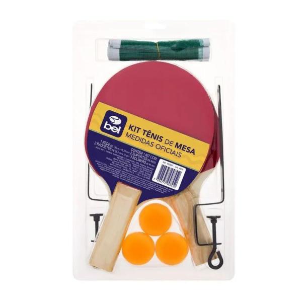 Imagem de Kit Ping Pong 2 Raquetes Suporte de Rede 3 Bolinhas Belfix