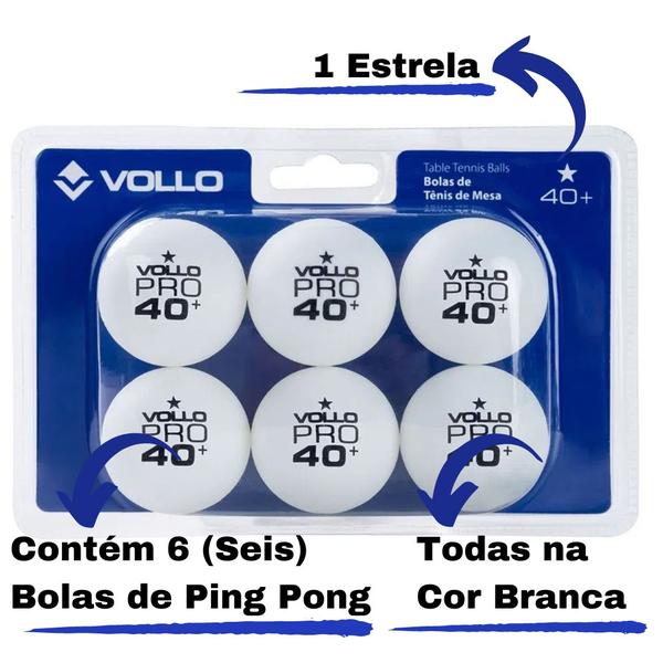 Imagem de Kit Ping Pong 6 Bolas 1 Estrela + 2 Raquetes Impulse Vollo