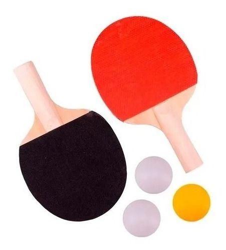 Imagem de Kit Ping Pong Portátil 2 Raquetes Rede Retrátil 3 Bolinhas