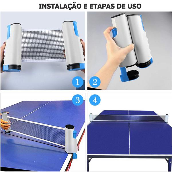 Imagem de Kit Ping Pong Rede Retrátil 2 Raquetes Tênis Mesa 3 Bolinha