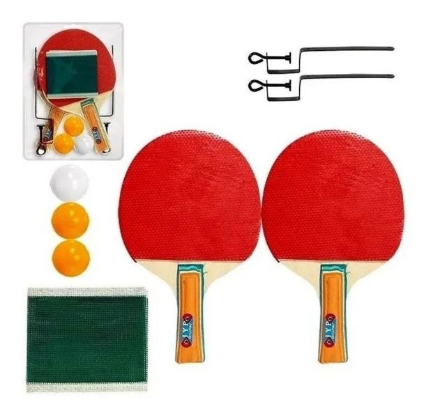 Imagem de Kit Ping Pong Tênis De Mesa 2 Raquetes + 3 Bolinhas + Rede