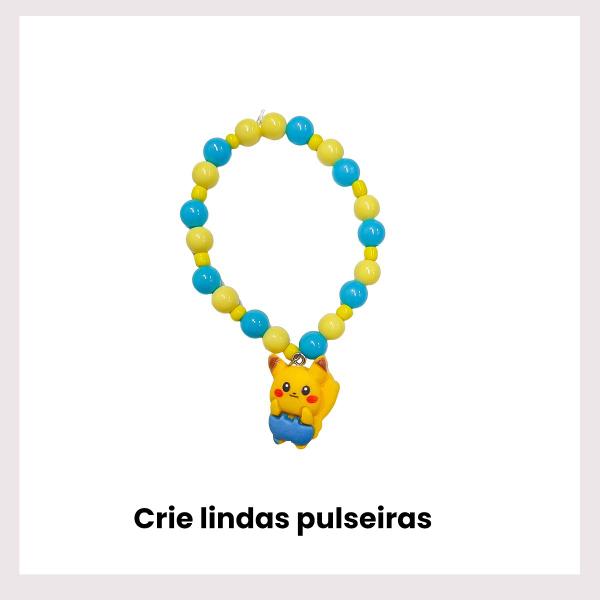 Imagem de Kit Pingente Micanga Bolinhas Coloridas Montar Pulseira Colar Brinco Bijuterias Pikachu Pokemon Presente Criativo Crianças