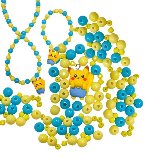 Imagem de Kit Pingente Micanga Bolinhas Coloridas Montar Pulseira Colar Brinco Bijuterias Pikachu Pokemon Presente Criativo Crianças