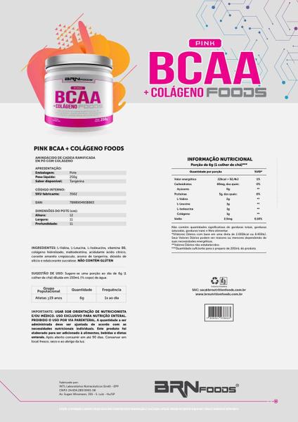 Imagem de Kit Pink Whey Foods 2Kg + Pink Energy 120Caps + Pink Bcaa Com Colágeno 250G Tangerina Brn Foods