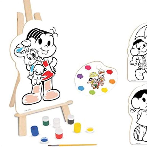 Imagem de Kit Pintura Infantil Turma Da Mônica Em Madeira Estimula Criatividade Raciocínio Coordenação Motora Nig Brinquedos 0766