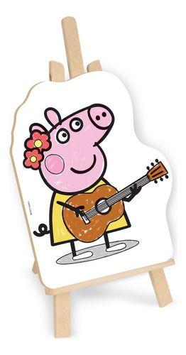 Imagem de Kit Pintura Peppa Pig Cavalete Telas Madeira Mdf Pincel Nig