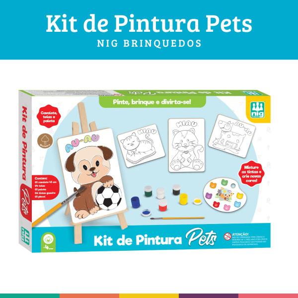 Imagem de Kit Pintura Pets Cavalete Tela Guache Nig Brinquedos