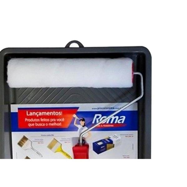 Imagem de Kit Pintura Roma Rolo Sem Respingo + Suporte + Bandeja - Kit C/6 Pecas