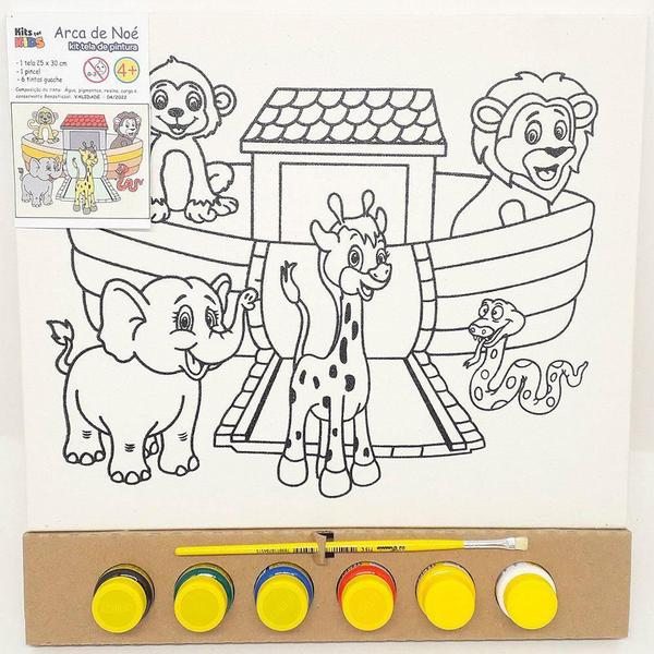 Kit Pintura Tela 25X30 Cm Arca De Noé - Kits For Kids Imagem de Kit Pintura Tela 25X30 Cm Arca De Noé - Kits For Kids