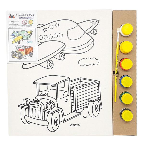 Kit Pintura Tela 25x30 cm - Avião/Caminhão - Kits for Kids Imagem de Kit Pintura Tela 25x30 cm - Avião/Caminhão - Kits for Kids