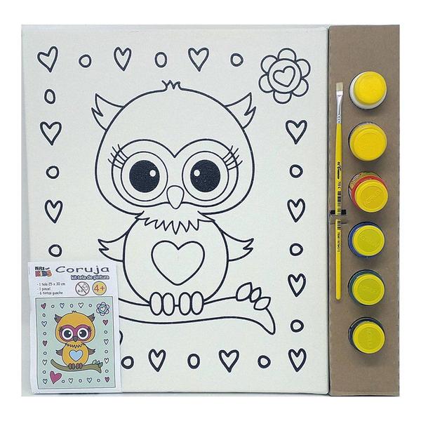 Kit Pintura Tela 25x30 cm - Coruja - Kits for Kids Imagem de Kit Pintura Tela 25x30 cm - Coruja - Kits for Kids