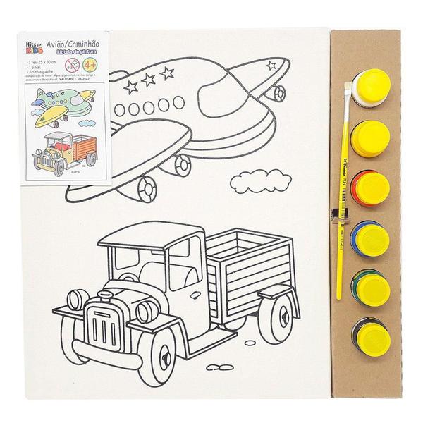 Imagem de Kit Pintura Tela 25X30Cm Avião/Caminhão - Kits For Kids