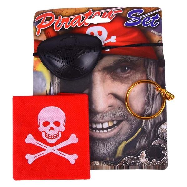 Imagem de Kit Pirata com Tapa Olho, Brinco e Bandana