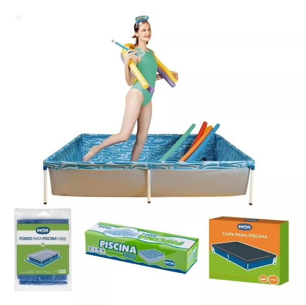 Imagem de Kit Piscina 1000 Litros Mor - Piscina + Capa + Forro