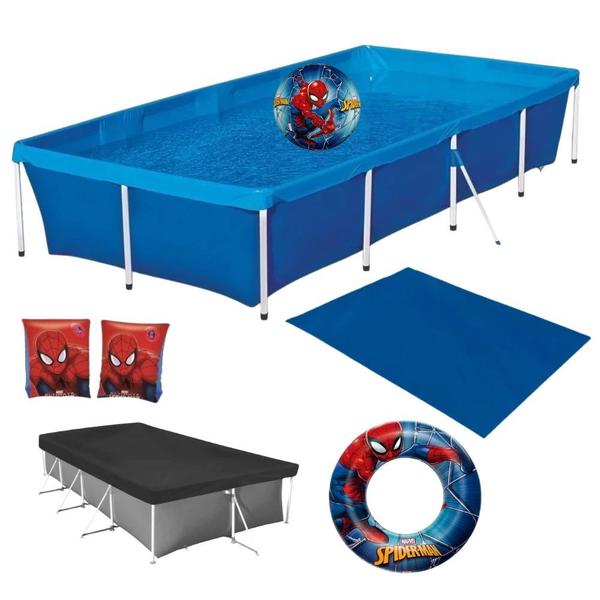 Imagem de Kit Piscina 3000 Lts Mor + Capa e Forro + Bola e Boias Inflaveis do Homem-aranha