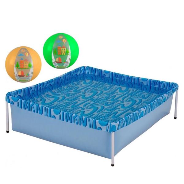 Imagem de Kit Piscina 400 Litros + 2 Bolas Inflaveis 40 Cm Verde e Laranja  Mor 