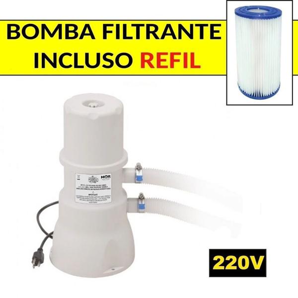 Imagem de Kit Piscina 4500 Lt + Forro + Capa + Filtro 3600 L/H 220v + Cloro + Peneira + Flutuador  Mor 