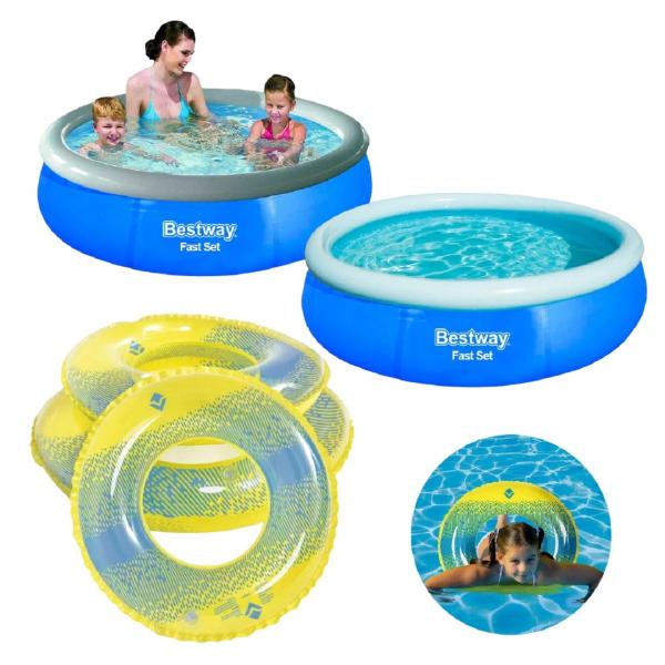 Imagem de Kit Piscina Infantil Inflável Bestway +  Boia Redonda