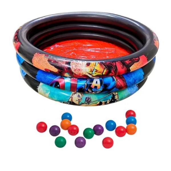 Kit Piscina Inflável 100 L Vingadores Com Bolinhas Sortidas - Etitoys Imagem de Kit Piscina Inflável 100 L Vingadores Com Bolinhas Sortidas
