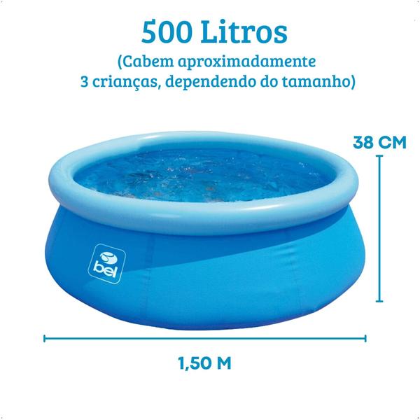 Imagem de Kit Piscina Inflável Infantil 500 Litros PVC 1,50 m x 38 cm + Bomba de Ar