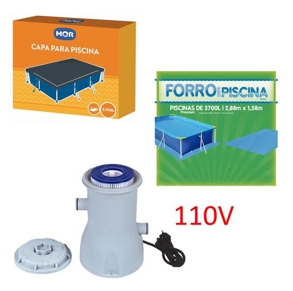 Imagem de Kit Piscina Premium 3700 Litros Capa Forro Filtro Boia Braço Princesas - 110V Mor