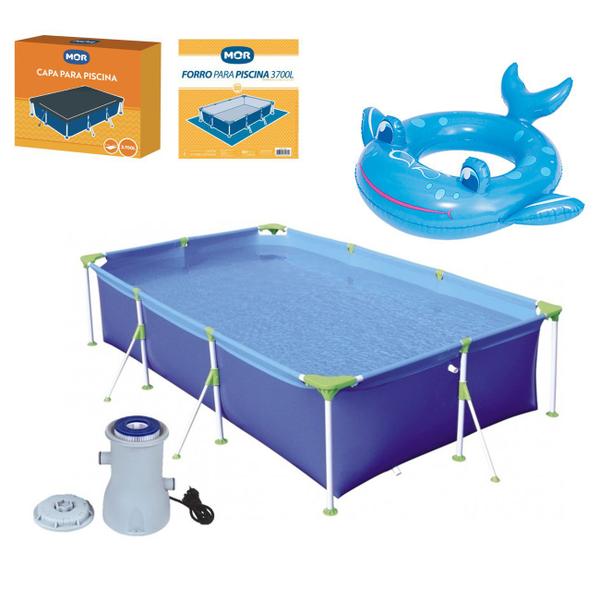Kit Piscina Premium 3700 Litros Capa Forro Filtro Boia Inflável Infantil Animais - 110V Mor Imagem de Kit Piscina Premium 3700 Litros Capa Forro Filtro Boia Inflável Infantil Animais - 110V Mor