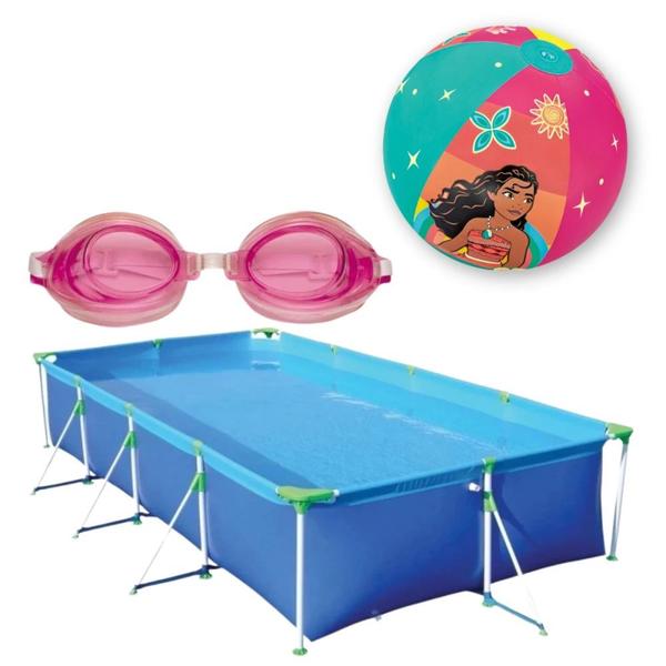 Imagem de Kit Piscina Premium 6200 L+ Oculos Natacao Infantil Rosa+ Bola 33 Cm  Mor 