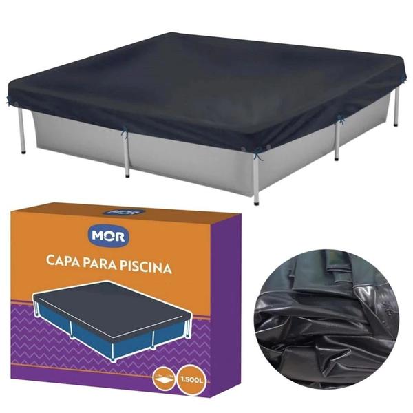 Imagem de Kit Piscina Quadrada 1500 L + Capa e Forro Mor + Boia Inflavel Princesas