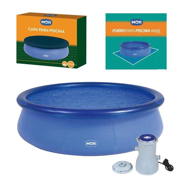 Imagem de Kit Piscina Splash Fun 4600L + Capa Forro Filtro Mor - 110V