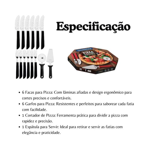 Imagem de Kit pizza 14 peças preto  tramontina