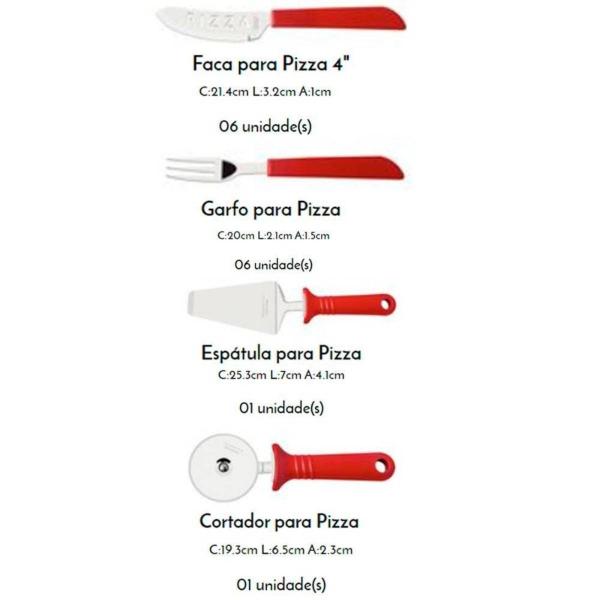 Imagem de Kit pizza 14 peças vermelho tramontina