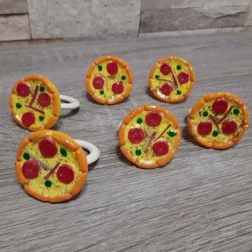 Imagem de Kit Pizza 6 Guardanapos xadrez verde 6 Anéis Porta Guardanapos de Pizza