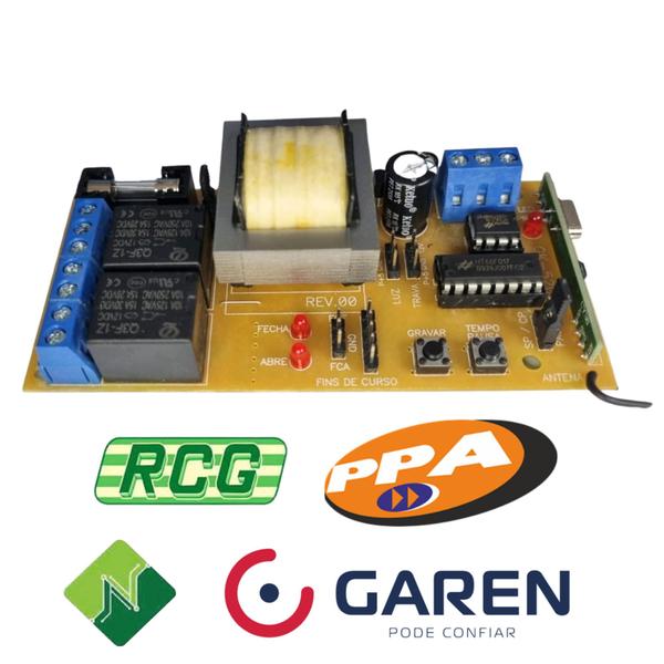 Imagem de Kit Placa Central NB52 para Motor Portão Automático com 2 Controles 433Mhz para Casa e Condominio