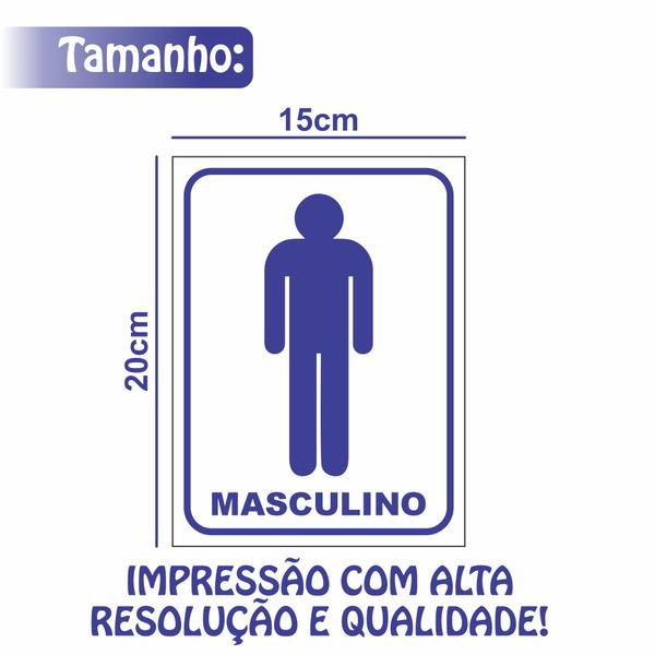 Imagem de Kit Placa Sinalização Banheiro Feminino Masculino Sanitário COR:FUNDO BRANCO