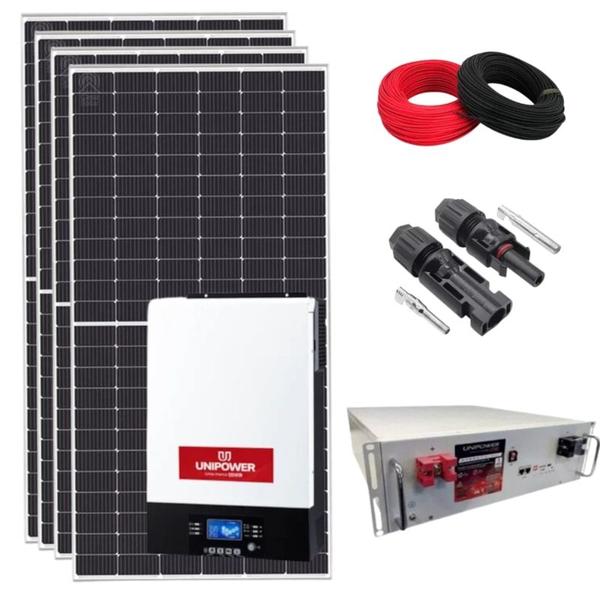 Imagem de Kit Placa Solar 528kWh/mês ou 4,4kWp 48V/220V com Bateria de Lítio