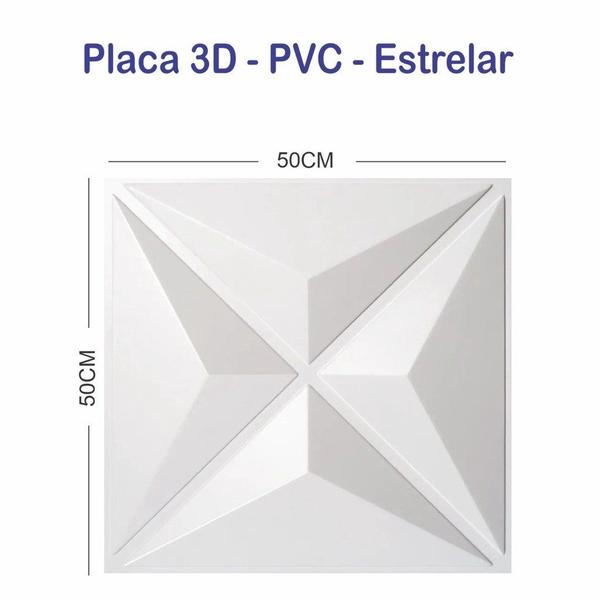 Imagem de Kit Placas 3D Decorativa 20 Peças Revestimento Plástico PVC Auto Relevo Bruxelas Estrelar