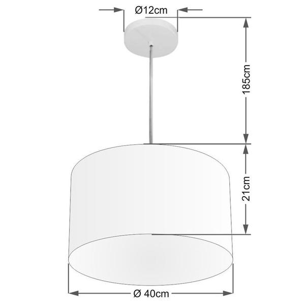 Imagem de Kit Plafon Cilíndrico Md-3005 e Pendente Md-4019 Cúpula em Tecido 40cm Rústico Bege - Bivolt