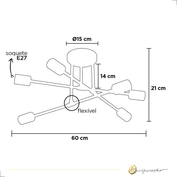 Imagem de Kit Plafon Sobrepor Hashteg 6XE27 Com Lâmpadas Inclusas Bulbo G95 OPUS LED 2400K