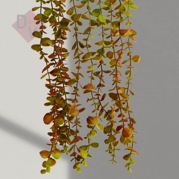 Imagem de Kit Planta Trepadeira Artificial Dischidia Degradê Com Vaso Branco