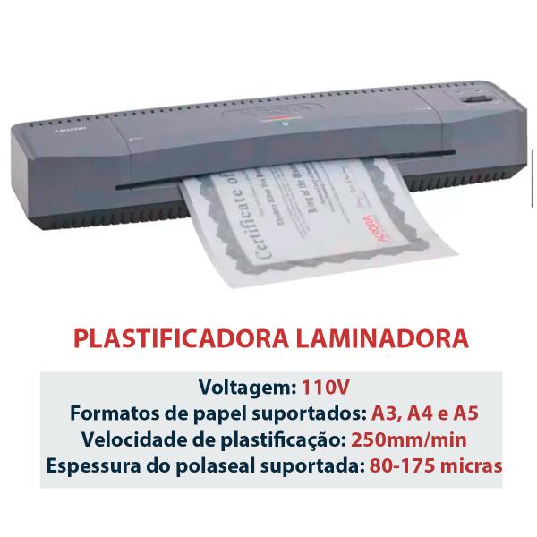 Imagem de Kit Plastificadora A3 Aurora + 100 Polaseal 110V