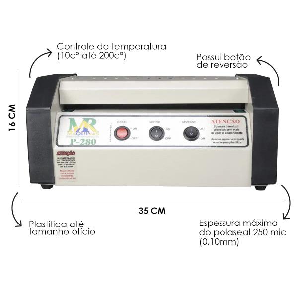 Imagem de Kit Plastificadora P280 até Oficio e Polaseal A4 100un 220V