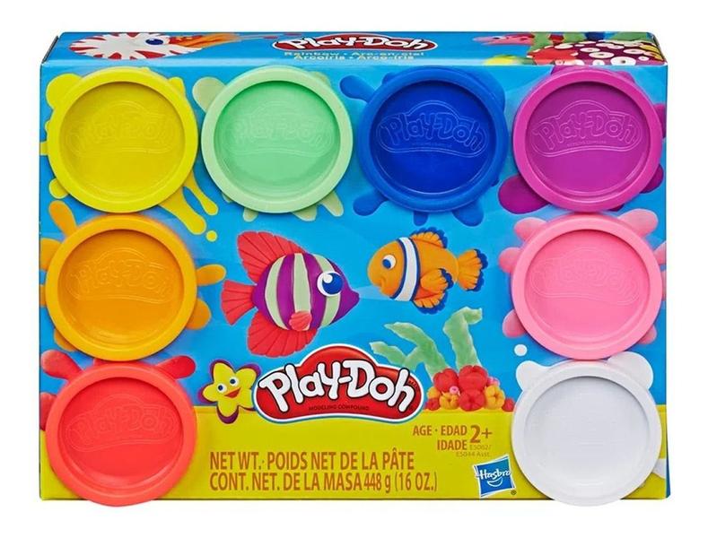 Imagem de Kit Play Doh Com 8 Potes Massa De Modelar Clássicos - Hasbro