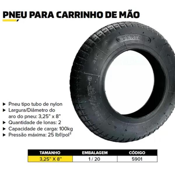 Imagem de Kit - Pneu e Câmara de AR (3.25" X 8" e 3.00" X 8") Para Carrinho de Mão