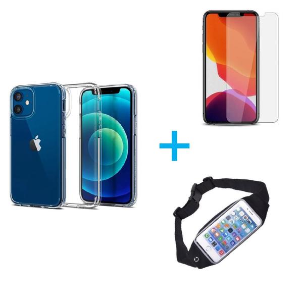 Kit Pochete íPhone 12 + Capinha Anti Impacto + Película de Vidro - Apple