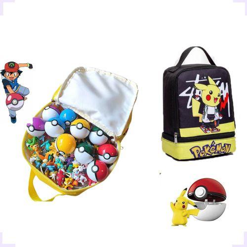 Imagem de Kit Pokemon Mochila+pokebolas+pokemons Variados Pikachu