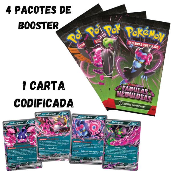 Imagem de Kit Pokémon Pasta Escarlete e Violeta Fábulas Nebulosas com Box Kimgambit EX e 10 Folhas 9 Bolsos