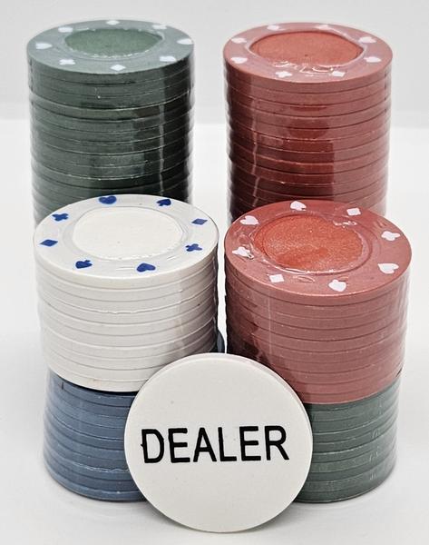 Imagem de Kit Poker Chips Profissional Com 100 Fichas e 1 Dealer