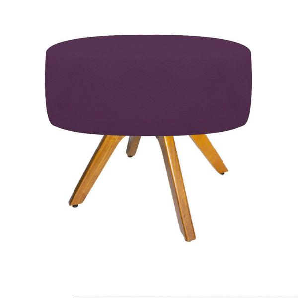 Imagem de Kit Poltrona Arenzza e Puff Sofia Base Giratória de Madeira Sala de Estar Decor Suede Roxo - DAMAFFÊ MÓVEIS