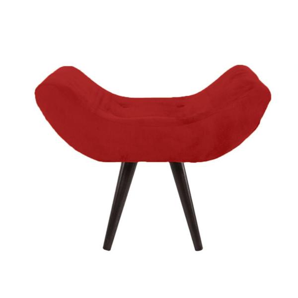 Imagem de Kit Poltrona Cadeira + Puff Maisa Decorativo Para Recepção Sala Estar Suede Vermelho - LM DECOR