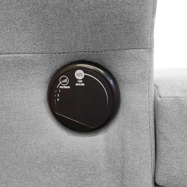 Kit Poltrona de Amamentação Aconchego com Massagem Base Balanço + Puff Linho Cinza SOFA STORE Imagem de Kit Poltrona de Amamentação Aconchego com Massagem Base Balanço + Puff Linho Cinza SOFA STORE